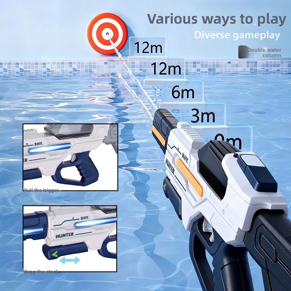 Electric Water Gun Pulse Continuous Firing Watergun Integrated Manual And Automatic Water Gun Large Capacity Squirt Gun Pool Toy