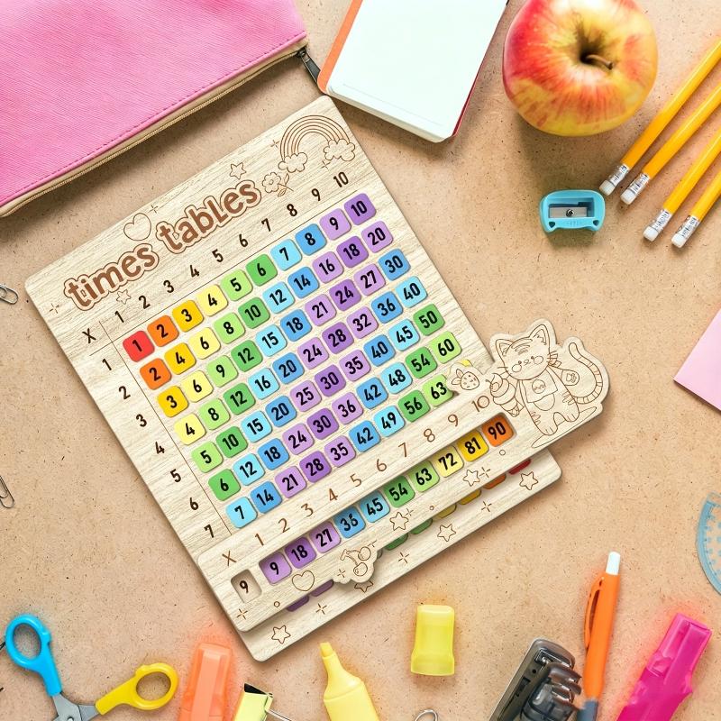 Montessori Wooden Math Multiplication Table Toy Non-Toxic Educational Tool for Preschool Kids Classroom Teaching Activities Onesize
