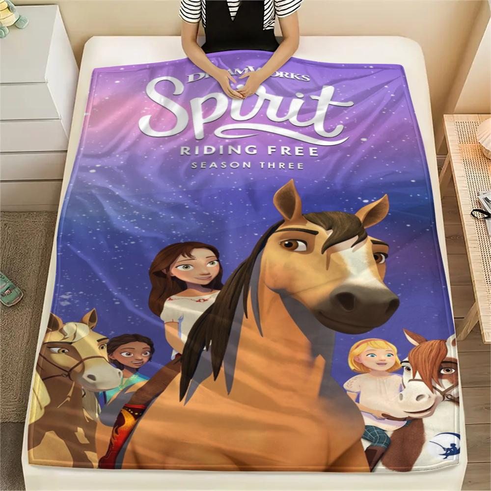 

1PC Spirit Untamed Print Flannel Blanket, High quality Comfortable for All Seasons, Home Decor, Warmth and Comfort, Perfect for Christmas Gifts174 80cm x 120cm