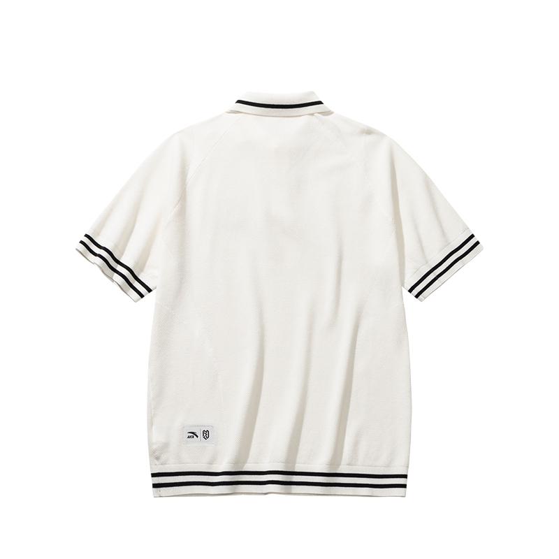 Anta Striped Color Block Pullover Polo Shirt Unisex Tops 172628706R-1