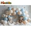 Mocsicka Photography Background Baby Shower Cake Smash Kids Birthday Party Arched Balloon Bear Cloud Decor Backdrop Photo Studio