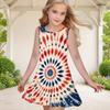 Girls Round Neck Sleeveless Navy Blue Starry Printed A Line Flared Dress