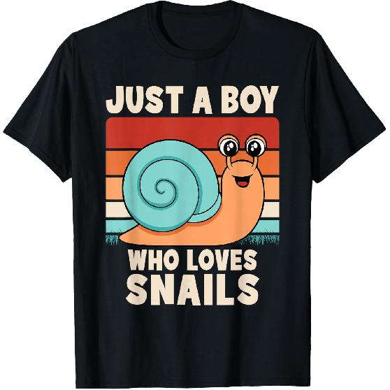Just A Boy Who Loves Snails Funny Snail Boys Kids T-Shirt