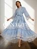 High-End French Fairy Bell Sleeve Lace Splicing Holiday Dress