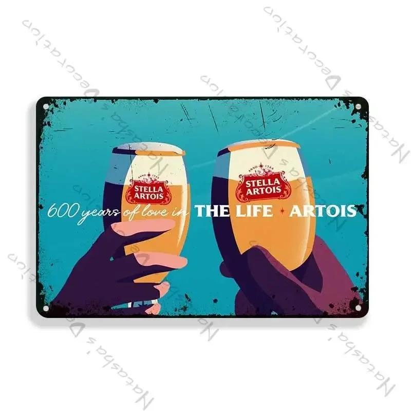 Stella Artois Decorative Plate Wall Decor Beer Metal Signs Wall Plate Vintage Metal Tin Sign Industrial Decor Home Bar Tin Sign