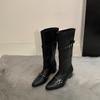 Niche design knight boots medium tube pointed head small man heightening fashion stacking boots long boots women's boots but knee boots