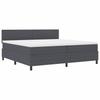 LED Box Spring Bed in Dark Grey and White 200 x 200 cm Cord Fabric