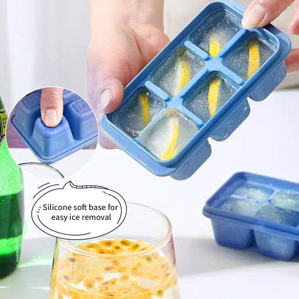 6 Grid Reusable Ice Cube Molds Easy To Take Off Ice Tray Refrigerator Icebox for Summer Juice Drinks Wine Cocktails Whiskey