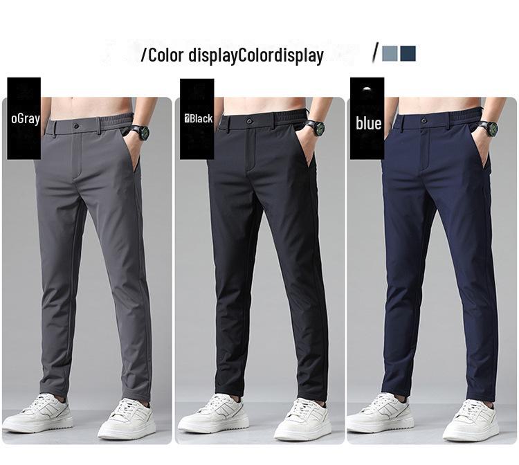 Men's Spring & Autumn Elastic Straight-Leg Business Trousers - Youth Fashion Solid Color