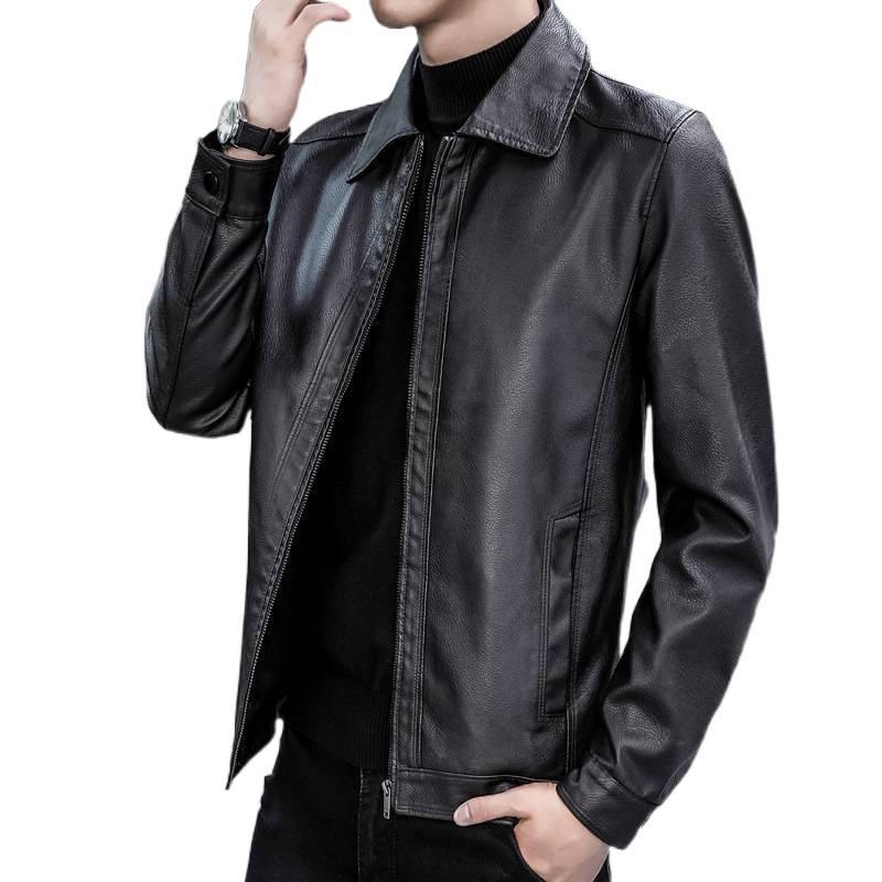 Herren PU-Leder Stehkragen Jacke - Weich, Vielseitig, Leichter Business Casual Mantel für Herbst und Winter