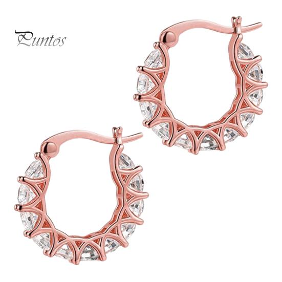 

1 пара женских сережек-обручей с кубическим цирконием, круглые, маленькие серьги-кольца, серьги-клипсы для выпускного вечера, медные круглые серьги розового золота