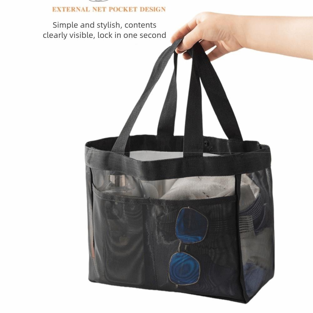 Breathable Travel Net Handbag Transparent Nylon Bathing Wash Pouch Casual Mesh Beach Bag  Grooming