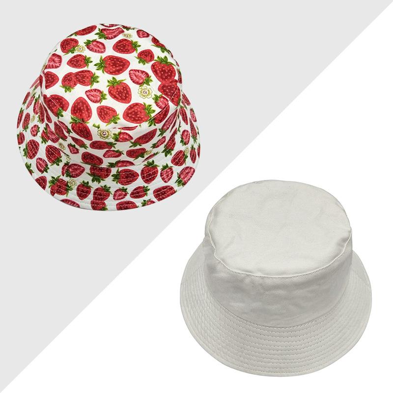 2025 Reversible Unisex Floral Fruit Print Bucket Hat Wide Brim Sun Protection for Beach Travel UPF50+ Fashion Dot Pattern