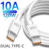 Universal 120W 10A Dual Type C Super Fast Charging Data Cable For iPhone 16 Xiaomi 14 15 Huawei Samsung Quick Charging Data Cord