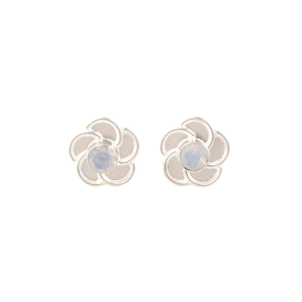 Natural Milky Opal Gemstone 925 Sterling Silver Jewelry Statement Studs 0.5" EE-157-15