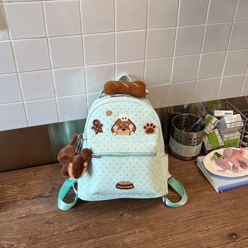 Schoolbag1011 New cartoon chef dog polka dot backpack female cute embroidered student schoolbag large capacity commuter backpack