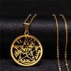 Je Tetragrammaton Hebräisches Pentagramm Edelstahl Halsketten für Männer Goldfarbe Männliche Kette Schmuck colar masculino N1163S