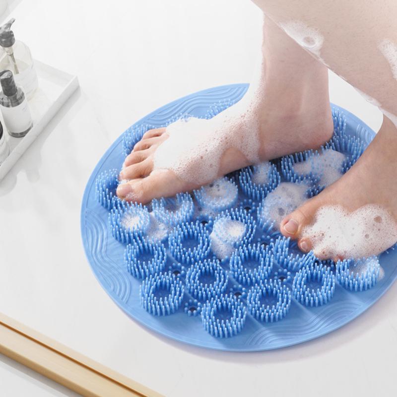 Body Exfoliating Massage Brush Bathroom Non-slip Shower Mat Back Massage Brush Silicone Foot Wash Body Cleaning Bathing Tool