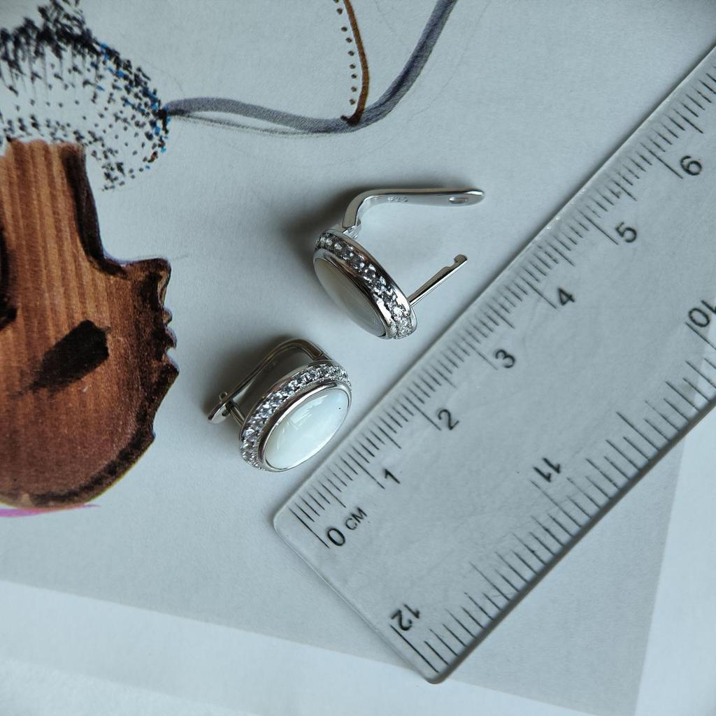 Cercei din argint cu sidef natural, zirconiu cubic (60002274)