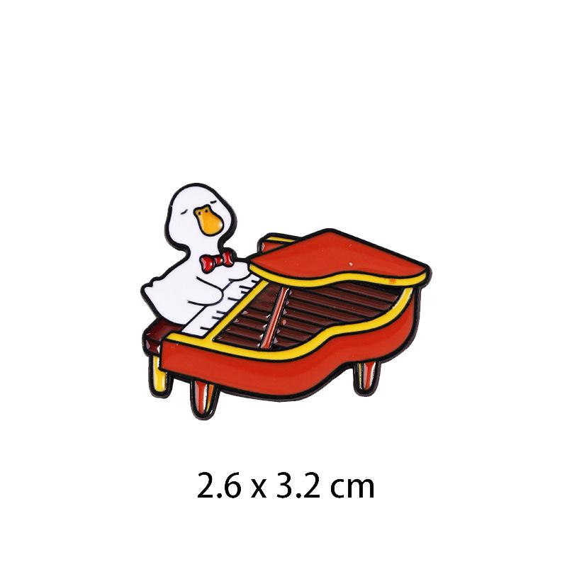 Cute Musician Duck Enamel Brooch Creative Cartoon Violin Piano Baton Guitar Animals Lapel Pins Backpack Jewelry Gifts For Kids