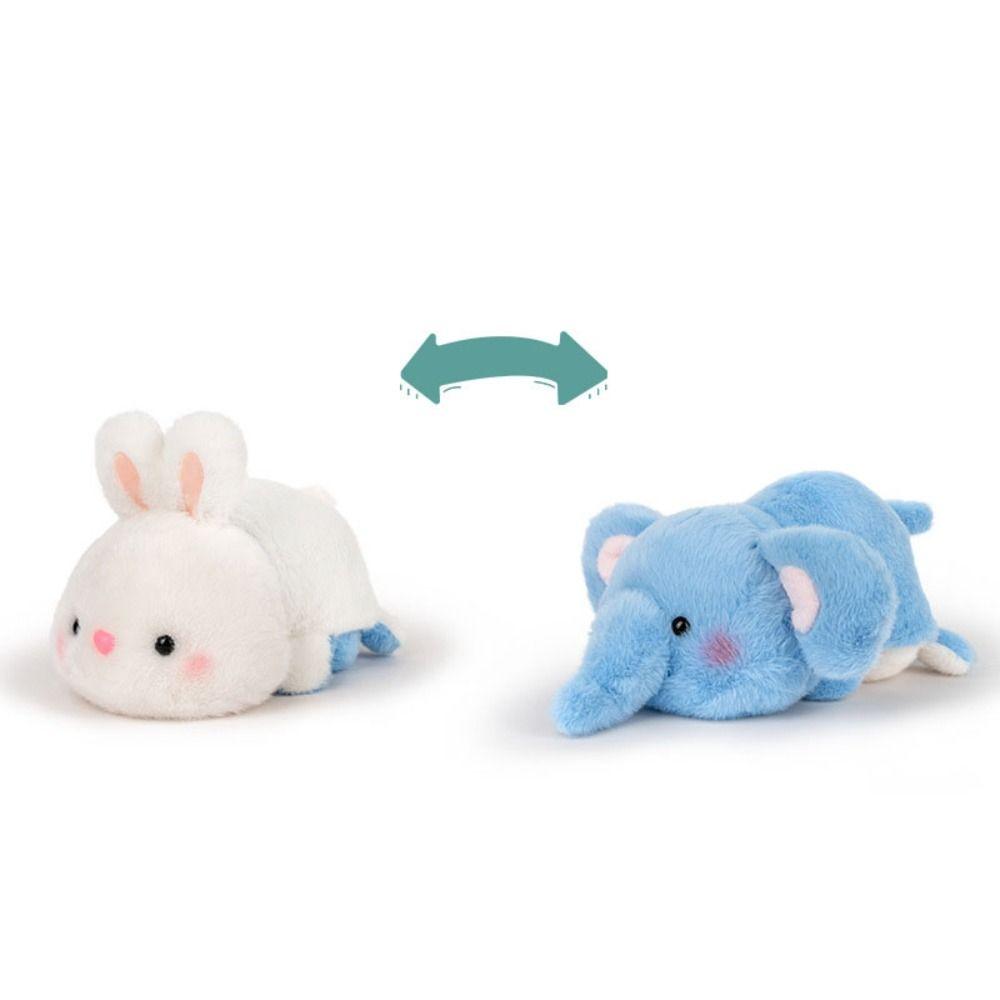 Double-Sided Flip Rabbit Elephant Toy PP Cotton Cartoon Rabbit Stuffed Doll Children Girls Boys
