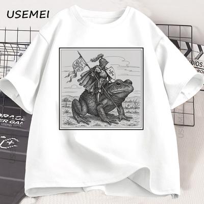 Vintage Medieval Knight T Shirt Funny Frog Knight Rider Tshirt Fashion Cotton Crew Neck Short-sleeved Top Men Women Clothes