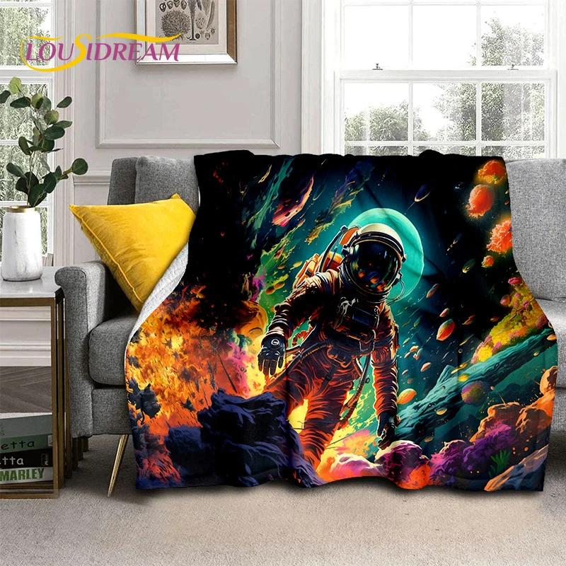 Astronaut Dream Universe Spaceman 3D Outer Space Cartoon Soft Blankets,Throw Blanket for Picnic Beds Home Bedroom Cover Kid Gift