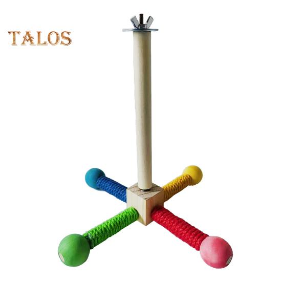 Spinning Birds Stand Perch Toy 360 Degree Rotation Wooden Exercise Wheel Parrot Perch Cage Accessories for Parakeets Budgies Lovebirds Finch Conure