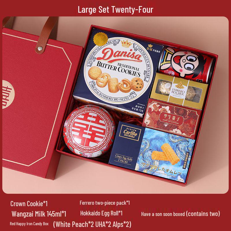 Elegant Wedding Candy Favor Box Set with Biscuits and Sweets