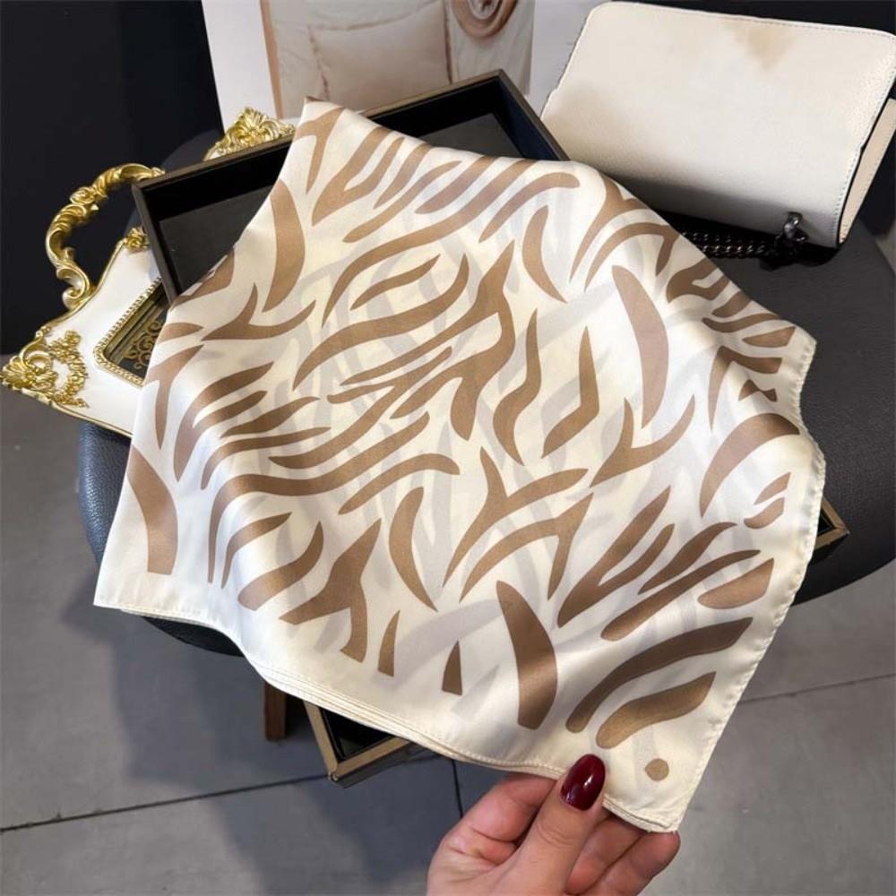 Patterned Shawl 90 CM Square Scarf Lightweight Printed Silk Scarf Stripes Square Headscarf  Women