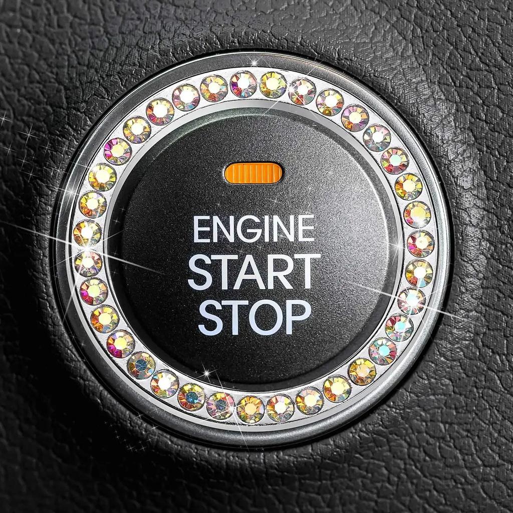 Universal Car Start Switch Button Decorative Diamond Rhinestone Ring Auto SUV Car Decorative Interior Accessories Amagi