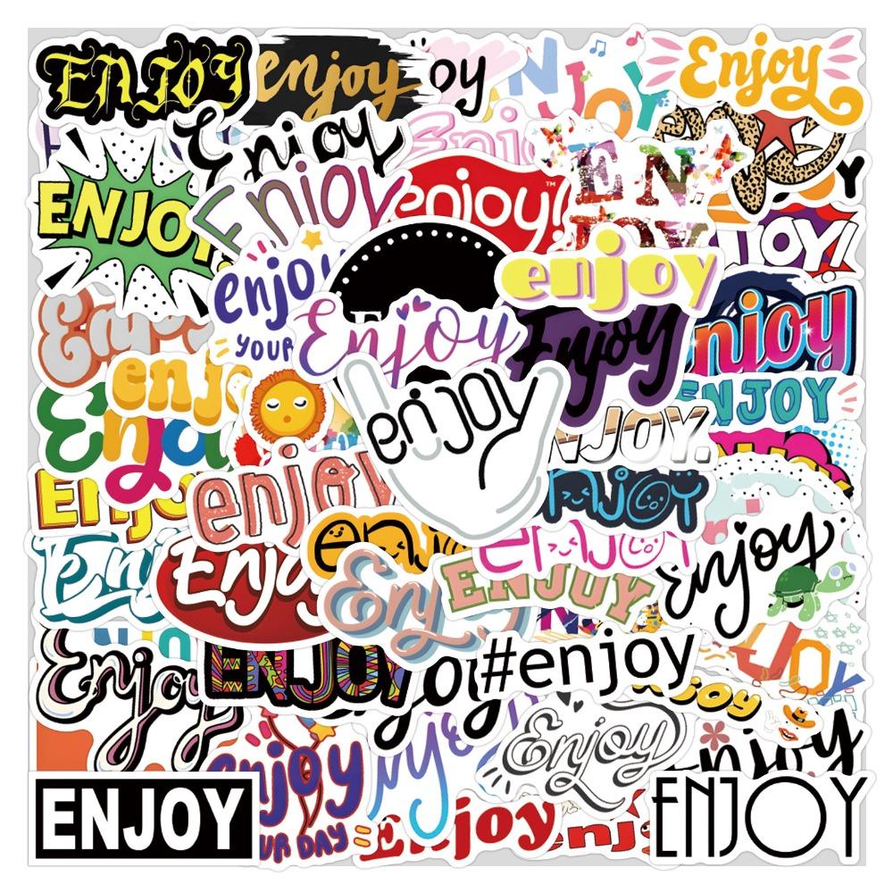 55Pcs Enjoy Graffiti Stickers Suitcase Water Cup Stationery Mobile Phone Car Scooter Laptop Refrigerator Decoration Diy Decals