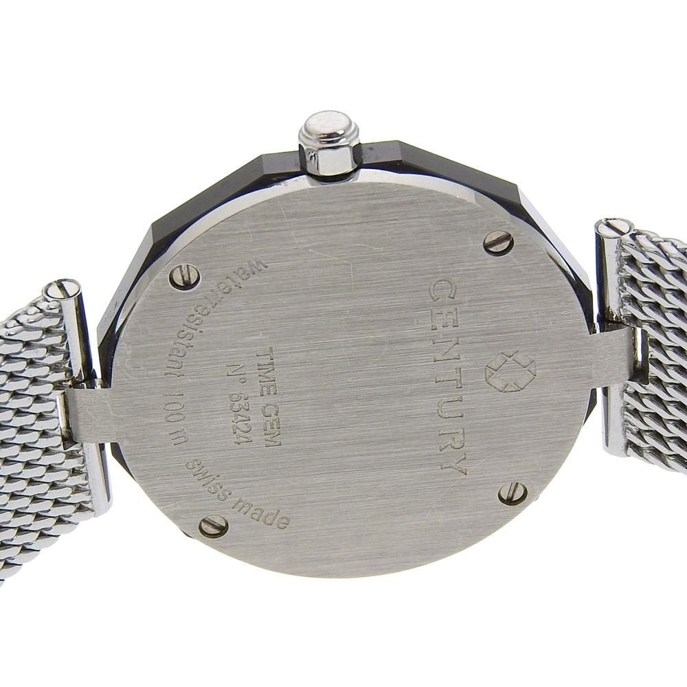 CENTURY Time gem Watches 1P diamond blackDial Stainless Steel Quartz Analog display Women Used