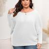 Ladies, Pullover Machine Knitted Sweater, Plus Size Women's Clothing, Autumn and Winter, Bat Sleeves, One Neck, Off Shoulder Loose Sweater
