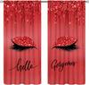 Lips Curtains, Retro Comic Pop Art Girl Applying Red Lipstick Makeup Concept Halftone Background Blackout Rod Pocket Curtains