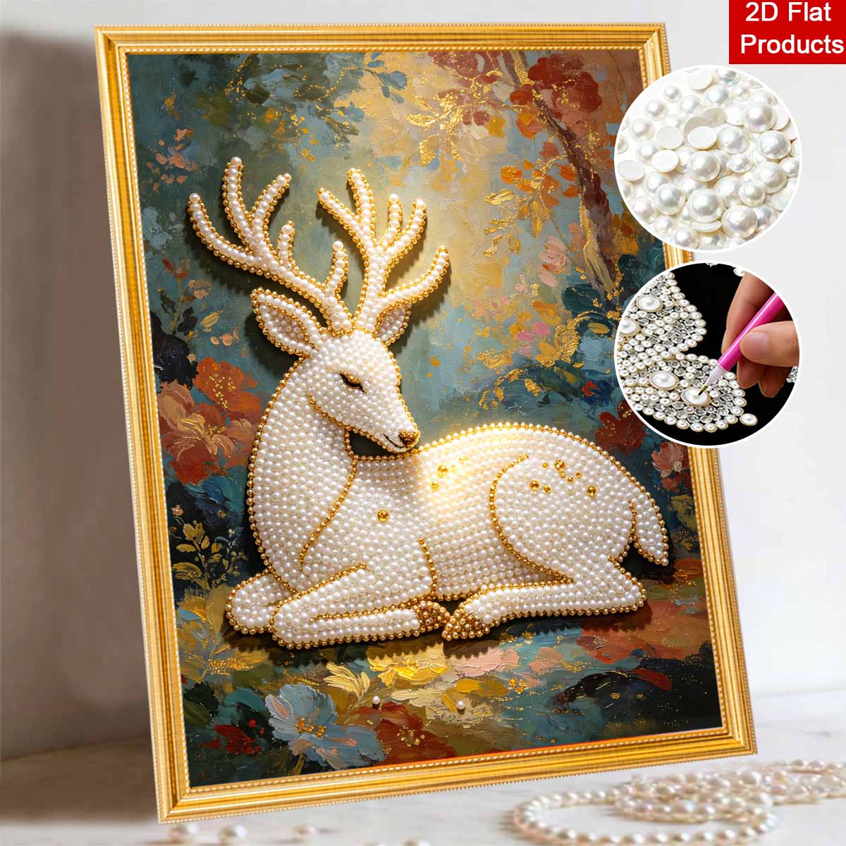 5D Pearl Painting Handmade DIY Majestic Deer Home Office Desktop Decoration Artwork 30x40