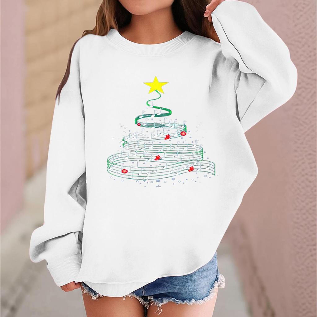Children's Fashionable Casual Long-sleeved Loose Christmas Print Pullover Sweatshirt