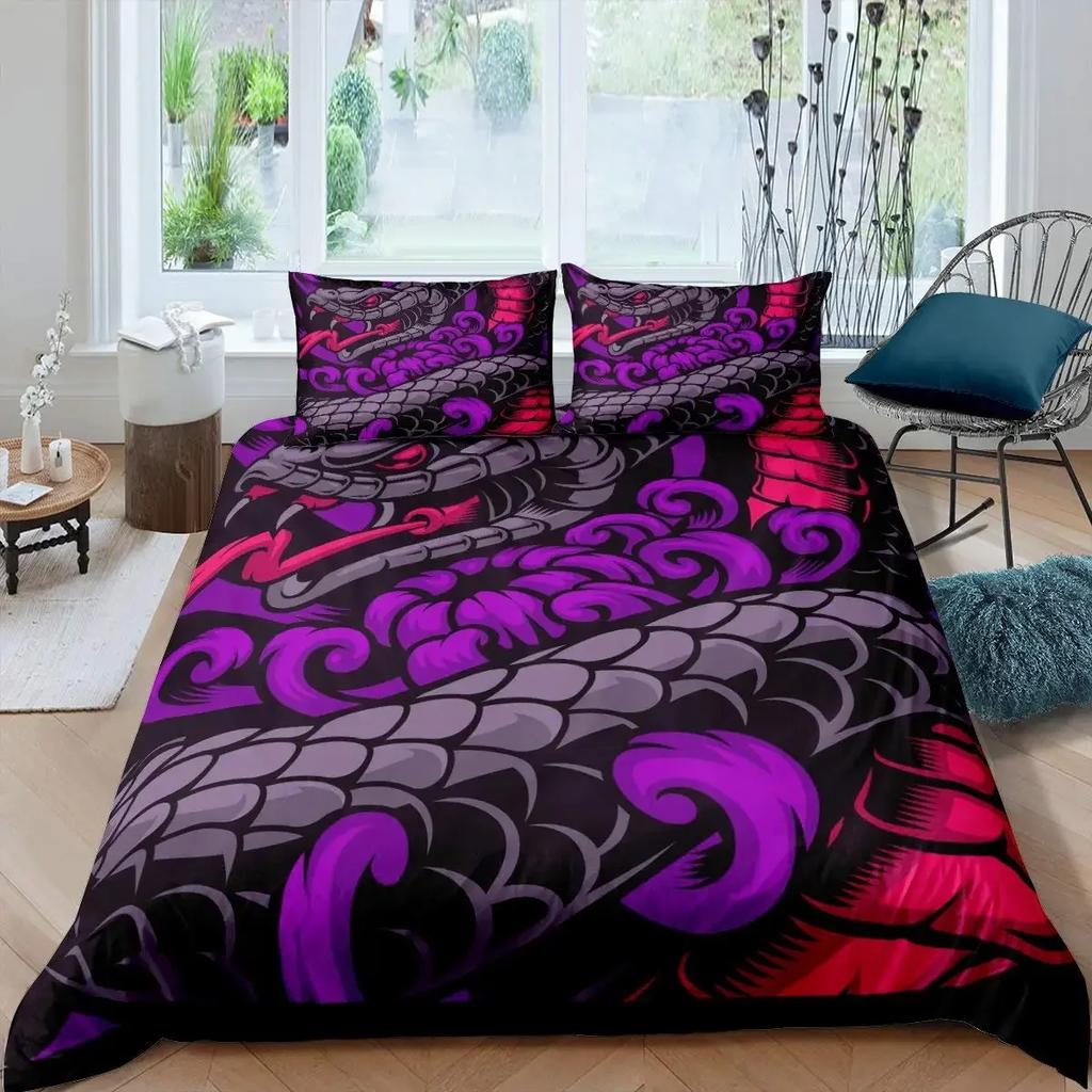 3D Snake Style Print Bedding Set For Bedroom Soft King Size Duvet Cover Bedspreads Comefortable Quilt With Pillowcase Kids Adult
