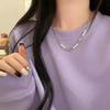 Imitation pearl splicing necklace women's temperament bow pendant light luxury niche design versatile collarbone chain