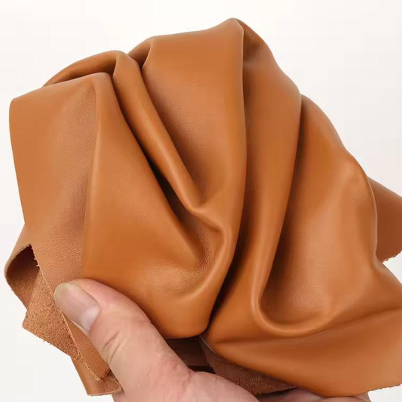 1.0mm khaki top layer cowhide, light brown plain weave genuine leather, handmade DIY leather bag, sofa headboard