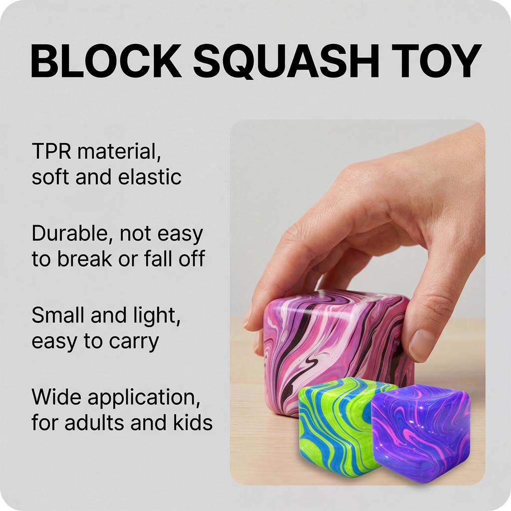 Flow Pattern Cube Squeeze Toy Stress Cube Slow Rebound Soft Squeeze Pressure Relief Party Gift Fun Home Decoration