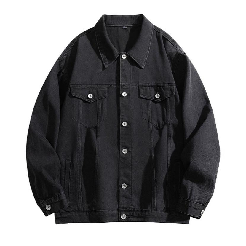 Minimalist Men's Long-sleeved Shirt Fall Denim Jacket Loose Tops Lapel Loose Men's Casual Jacket Men's Models Breathable Work Casual Jacket