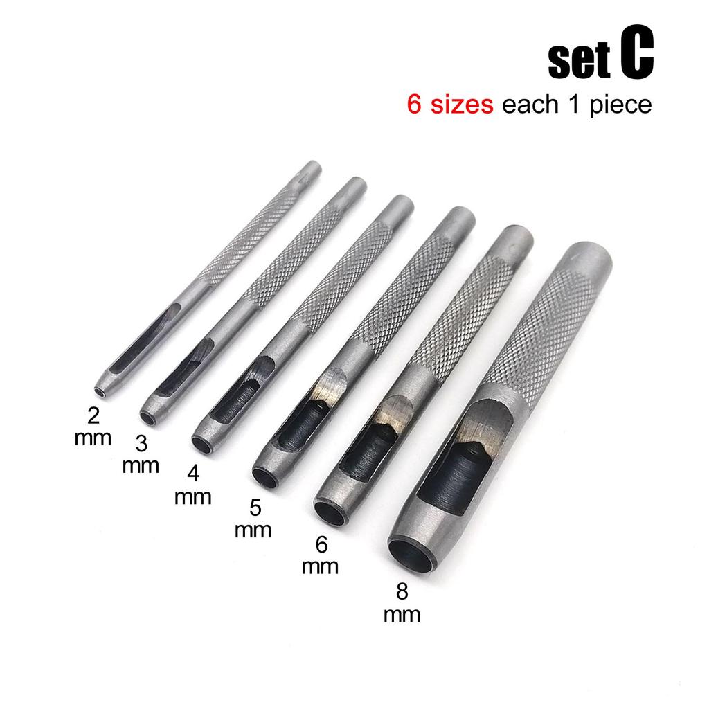 4/6/10pcs Mix Size Round Hole Punch Hollow Cutter Set Lot for Gasket Rubber Leather Craft Belt Bag Clothing High Hardness Steel