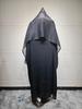 MQ197 Bescheidenes Dubai Abaya Set: Langer Robenmantel mit Hot-Drill-Details & Kopftuch