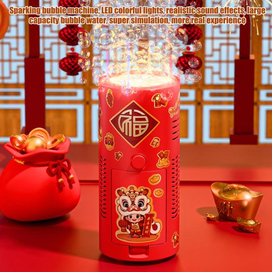 Sparking Bubble Machine 10 Holes Dense Bubbles LED Colorful Lights Battery Operated Portable No Leak Bubble Blower for New Year Holiday Party Toys