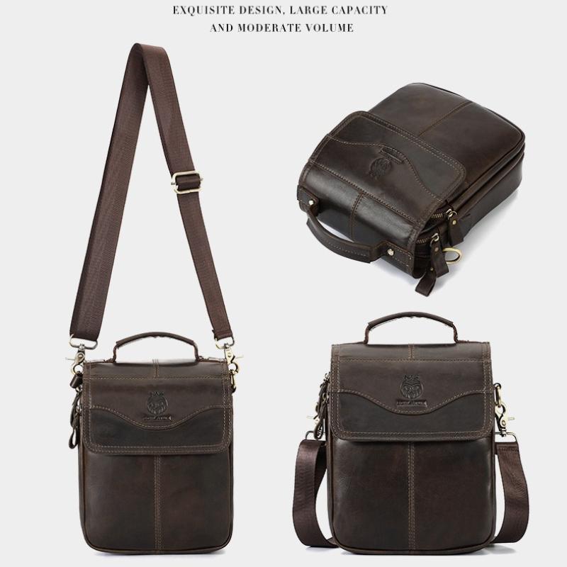 The First Layer of Cowhide Men's Shoulder Bag, Leather Trend Men's Bag, European and American Men's Large-capacity Messenger Bag
