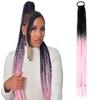 Ponytail With Hair Rubber Bands Long Box Crochet Synthetic Hair Piece Ombre Braiding Hair Extensions Braid