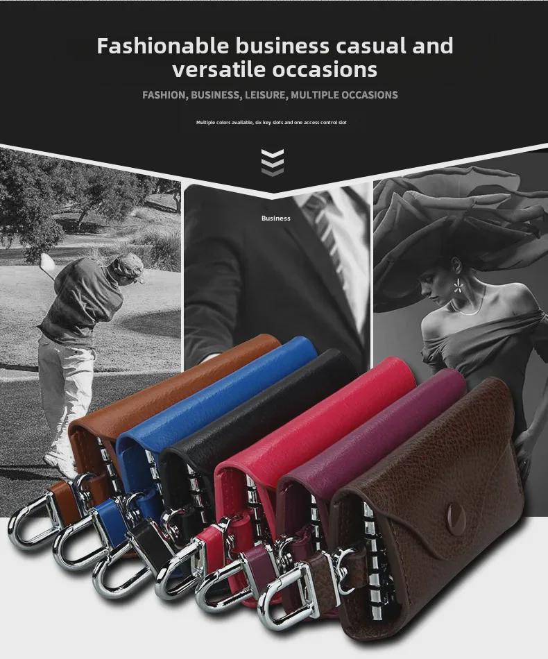 Genuine Leather Universal Car Key Bag for Men - Multifunctional Gift