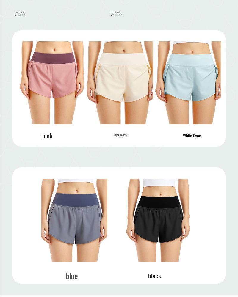 Women's Double-Layer Quick-Dry Sports Shorts: Anti-Exposure, Breathable, for Running, Yoga, Fitness.