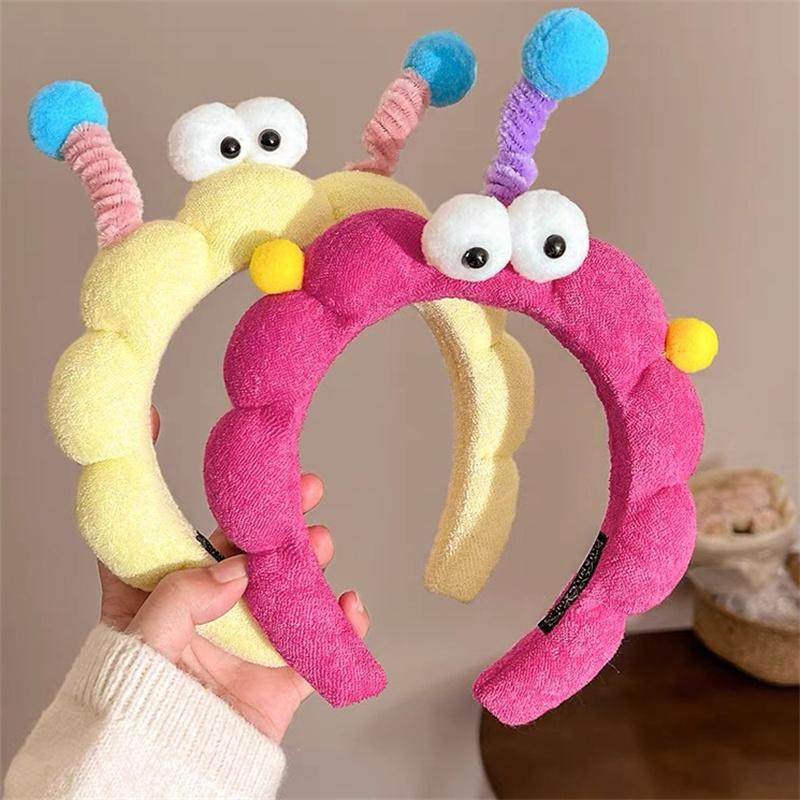 Korean Style Sponge Headband Twisted Funny Cartoon Plush Hairband Cute Headwear Big Eyes Hair Hoop